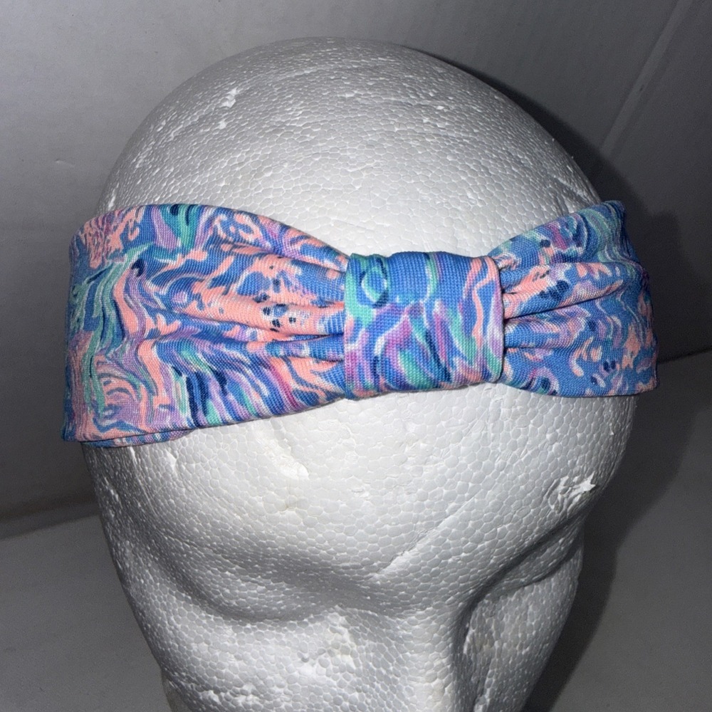 Lilly Pulitzer Twist Wrap Headband Chick Magnet Blue Floral Print Hair Accessory
